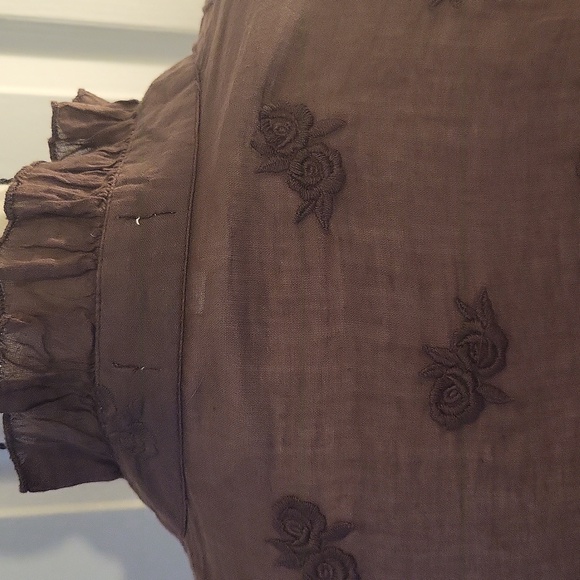 Kyla Seo Button-Up Blouse with Ruffle Trim And Embroidery - Picture 5 of 9